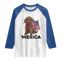 Patriotic Poodle Mom Dad Gift Raglan Shirt Merica 4th Of July