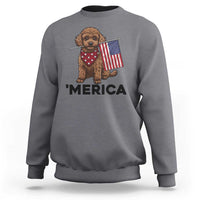 Patriotic Poodle Mom Dad Gift Sweatshirt Merica 4th Of July