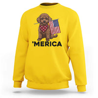 Patriotic Poodle Mom Dad Gift Sweatshirt Merica 4th Of July