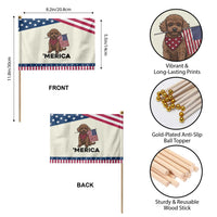 Poodle Mom Dad Gift Patriotic Handheld Flag Merica 4th Of July