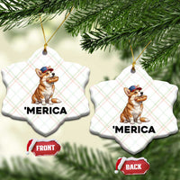 Funny Merica Corgi Lover 4th Of July Ceramic Ornament Patriotic Dog Gift
