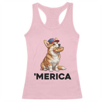 Funny Merica Corgi Lover 4th Of July Racerback Tank Top Patriotic Dog Gift