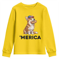 Funny Merica Corgi Lover 4th Of July Youth Sweatshirt Patriotic Dog Gift