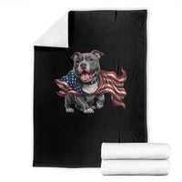Patriotic Pitbull Dog USA Flag Throw Blanket 4th Of July Pride