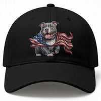 Patriotic Pitbull Dog USA Flag Baseball Cap 4th Of July Pride
