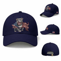 Patriotic Pitbull Dog USA Flag Baseball Cap 4th Of July Pride