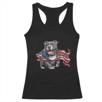 Patriotic Pitbull Dog USA Flag Racerback Tank Top 4th Of July Pride