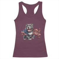 Patriotic Pitbull Dog USA Flag Racerback Tank Top 4th Of July Pride