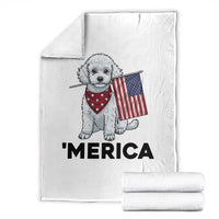 Merica Poodle Mom Dad Patriotic Gift Throw Blanket 4th Of July Pride