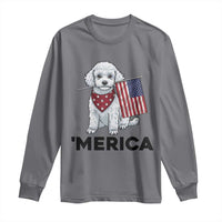 Merica Poodle Mom Dad Patriotic Gift Long Sleeve Shirt 4th Of July Pride