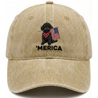 Merica Poodle Dog Lover Gift Washed Cotton Baseball Cap Patriotic 4th Of July