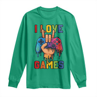 I Love Games Colorful Gamer Controller Gift Long Sleeve Shirt - Wonder Print Shop