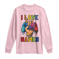 I Love Games Colorful Gamer Controller Gift Long Sleeve Shirt - Wonder Print Shop