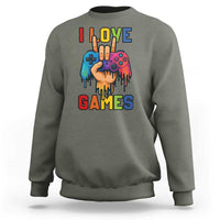 I Love Games Colorful Gamer Controller Gift Sweatshirt - Wonder Print Shop