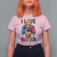 I Love Games Colorful Gamer Controller Gift T Shirt For Women - Wonder Print Shop