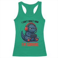 I Cant Adult Now Im Gaming Racerback Tank Top Funny Monster Playing Video Game - Wonder Print Shop