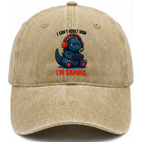 I Cant Adult Now Im Gaming Washed Cotton Baseball Cap Funny Monster Playing Video Game
