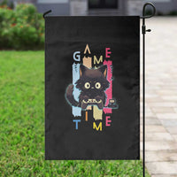 Game Time Garden Flag Cute Black Cat Gamer Lover Gift - Wonder Print Shop