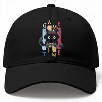 Game Time Baseball Cap Cute Black Cat Gamer Lover Gift