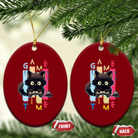 Game Time Ceramic Ornament Cute Black Cat Gamer Lover Gift - Wonder Print Shop