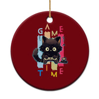 Game Time Ceramic Ornament Cute Black Cat Gamer Lover Gift - Wonder Print Shop