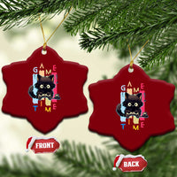 Game Time Ceramic Ornament Cute Black Cat Gamer Lover Gift - Wonder Print Shop