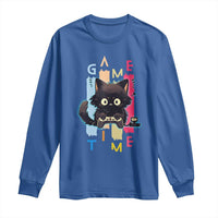 Game Time Long Sleeve Shirt Cute Black Cat Gamer Lover Gift - Wonder Print Shop