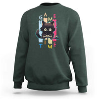 Game Time Sweatshirt Cute Black Cat Gamer Lover Gift - Wonder Print Shop