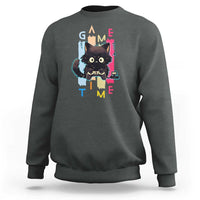 Game Time Sweatshirt Cute Black Cat Gamer Lover Gift - Wonder Print Shop