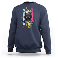 Game Time Sweatshirt Cute Black Cat Gamer Lover Gift - Wonder Print Shop