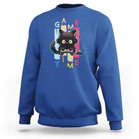 Game Time Sweatshirt Cute Black Cat Gamer Lover Gift - Wonder Print Shop
