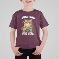Just One More Game T Shirt For Kid Funny Lazy Cat Playing Video Game - Wonder Print Shop