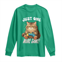 Just One More Game Long Sleeve Shirt Funny Lazy Cat Playing Video Game - Wonder Print Shop