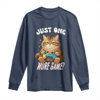 Just One More Game Long Sleeve Shirt Funny Lazy Cat Playing Video Game - Wonder Print Shop