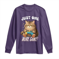Just One More Game Long Sleeve Shirt Funny Lazy Cat Playing Video Game - Wonder Print Shop