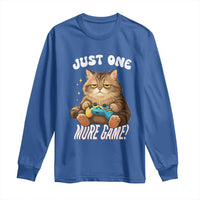 Just One More Game Long Sleeve Shirt Funny Lazy Cat Playing Video Game - Wonder Print Shop