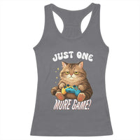 Just One More Game Racerback Tank Top Funny Lazy Cat Playing Video Game - Wonder Print Shop