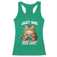 Just One More Game Racerback Tank Top Funny Lazy Cat Playing Video Game - Wonder Print Shop