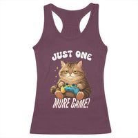 Just One More Game Racerback Tank Top Funny Lazy Cat Playing Video Game - Wonder Print Shop
