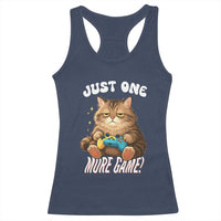 Just One More Game Racerback Tank Top Funny Lazy Cat Playing Video Game - Wonder Print Shop