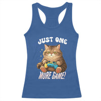 Just One More Game Racerback Tank Top Funny Lazy Cat Playing Video Game - Wonder Print Shop