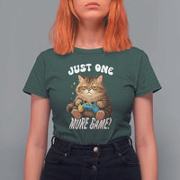 Just One More Game T Shirt For Women Funny Lazy Cat Playing Video Game - Wonder Print Shop