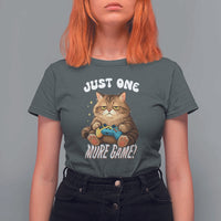 Just One More Game T Shirt For Women Funny Lazy Cat Playing Video Game - Wonder Print Shop