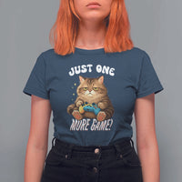 Just One More Game T Shirt For Women Funny Lazy Cat Playing Video Game - Wonder Print Shop