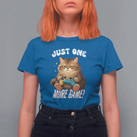 Just One More Game T Shirt For Women Funny Lazy Cat Playing Video Game - Wonder Print Shop