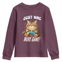 Just One More Game Youth Sweatshirt Funny Lazy Cat Playing Video Game - Wonder Print Shop