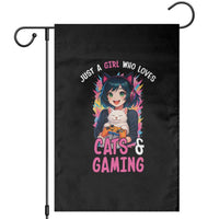 Just A Girl Who Loves Cats And Gaming Garden Flag Cute Gamer Gift - Wonder Print Shop