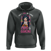 Just A Girl Who Loves Cats And Gaming Hoodie Cute Gamer Gift - Wonder Print Shop