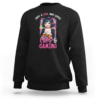Just A Girl Who Loves Cats And Gaming Sweatshirt Cute Gamer Gift - Wonder Print Shop