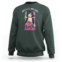 Just A Girl Who Loves Cats And Gaming Sweatshirt Cute Gamer Gift - Wonder Print Shop